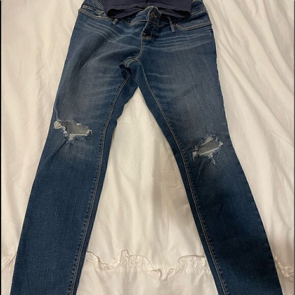 Old Navy NWT Maternity Full Panel Rockstar Super Skinny Ripped Jeans sz 6 short - Picture 13 of 14